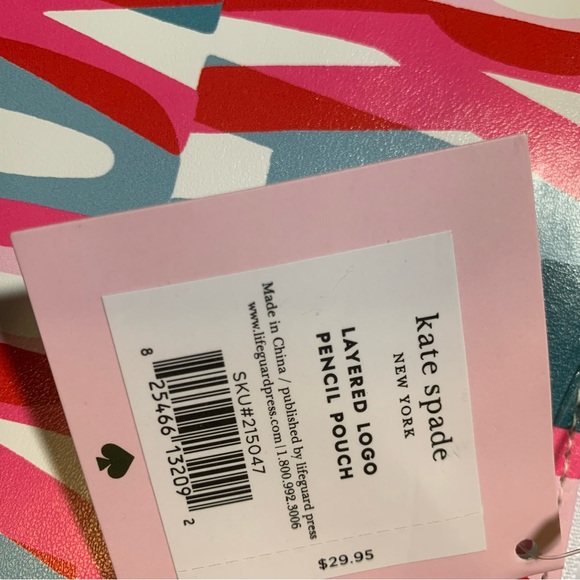 Kate Spade ♠️ Layered Logo Pencil Pouch NWT 2 Pencils, Sharpener, Eraser, Ruler - Picture 7 of 12